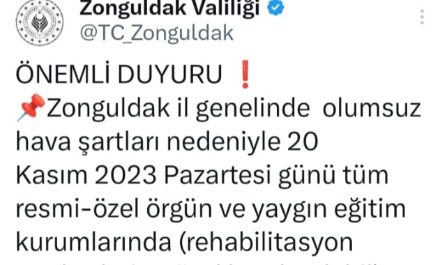 Zonguldak'ta Fırtına ve Sağanak Yağış Nedeniyle Okullar 1 Gün Tatil Edildi