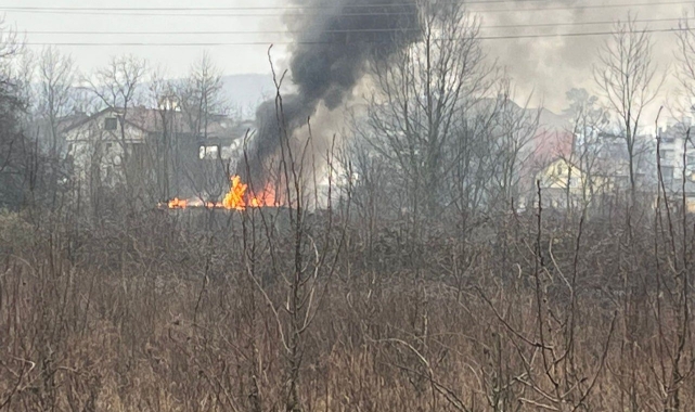 Çaycuma'da okul bahçesinde yangın