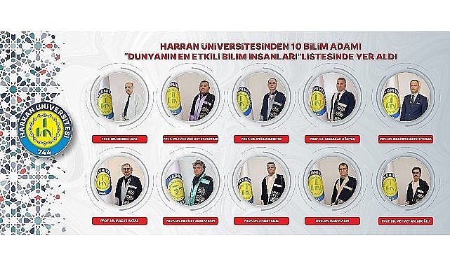 Harran Üniversitesinden 10 Bilim Adamı "Dünyanın En Etkili Bilim İnsanları" Listesinde Yer Aldı