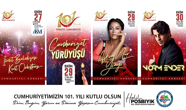 Kdz. Ereğli, 3 gün coşkuyla cumhuriyetin 101. Yılını kutlayacak