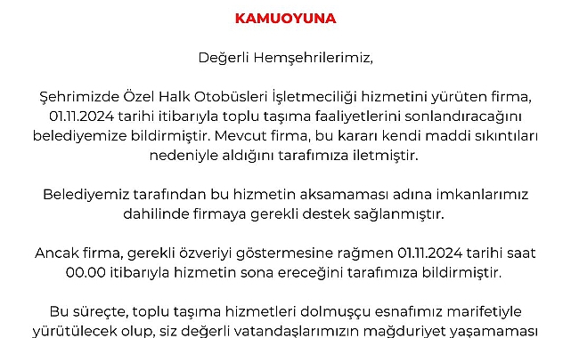 Zonguldak'ta Özel Halk Otobüsleri Hizmetini Sonlandırıyor: Toplu Taşıma Dolmuşlarla Devam Edecek