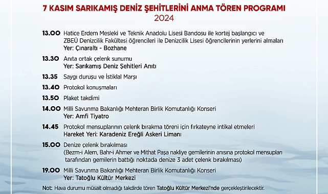 7 Kasım Sarıkamış Deniz Şehitleri Anma Töreni Programı Belli Oldu