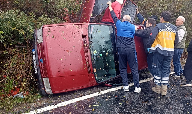 İncivez Köyü Yolunda Otomobil Takla Attı: 3 Yaralı