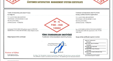 ISO 10002 belgesi de tamam