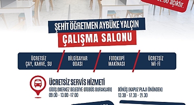 Şehit Öğretmen Aybüke Yalçın Çalışma Salonu Öğrencilerin Hizmetinde