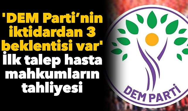 'DEM Parti’nin iktidardan 3 beklentisi var'