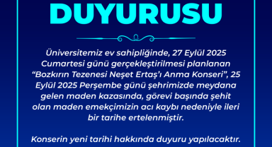 BEUN'deki Neşet Ertaş'ı Anma Konseri ertelendi