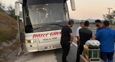 Düzcespor kafilesinin aracı arızalandı