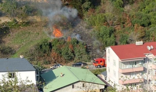 Karadeniz Ereğli'de çalılık alanda yangın