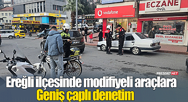 Zonguldak'ın Ereğli ilçesinde modifiyeli araçlara yönelik geniş çaplı denetim