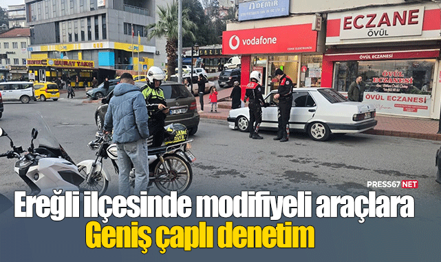 Zonguldak'ın Ereğli ilçesinde modifiyeli araçlara yönelik geniş çaplı denetim