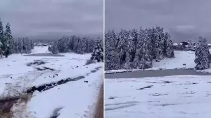 Bolu’nun yüksek kesimleri karla kaplandı