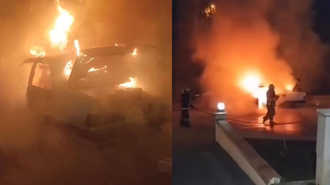 Safranbolu’da park halindeki otomobil yandı