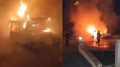 Safranbolu’da park halindeki otomobil yandı