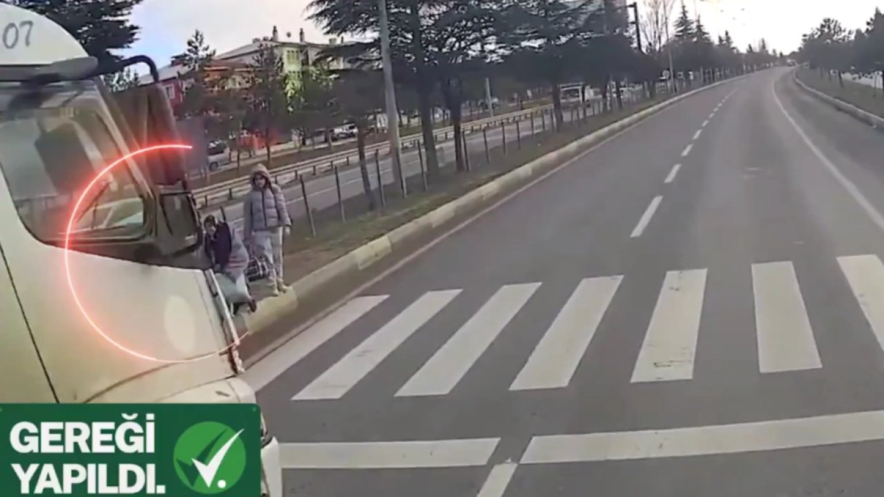Yaya geçidinde facianın eşiğinden dönüldü! Kamyon sürücüsüne gereği yapıldı!