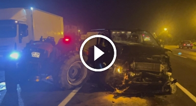 Traktörün karıştığı kazada dehşet anları kamerada