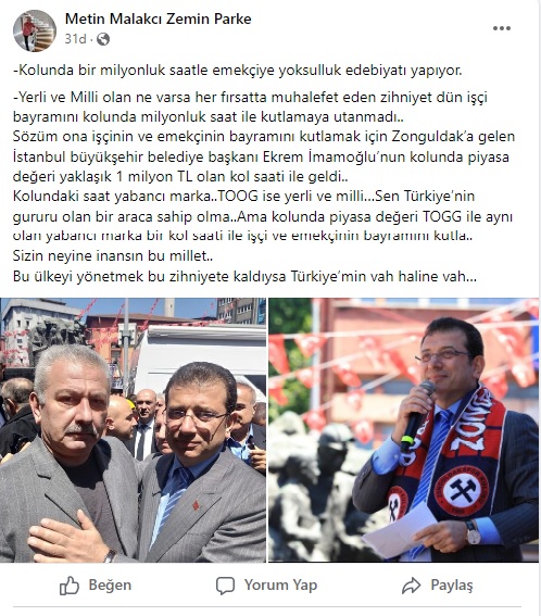 İmamoğlu bileğindeki milyonluk saatle işçi bayramını kutladı! 3