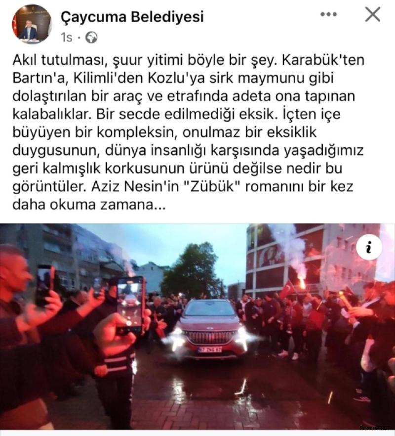 Çaycuma Belediyesi'den skandal TOGG paylaşımı! 1