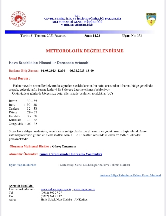 Hava sıcaklıkları hissedilir derecede artacak 1