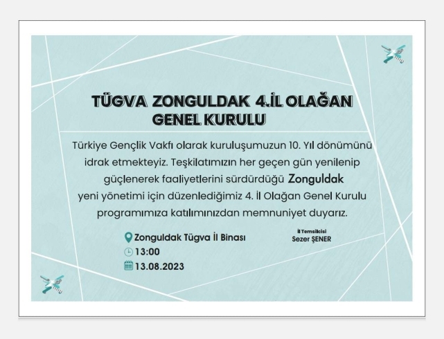 TÜGVA 4. İl Olağan Genel Kuruluna davet ediyor 1