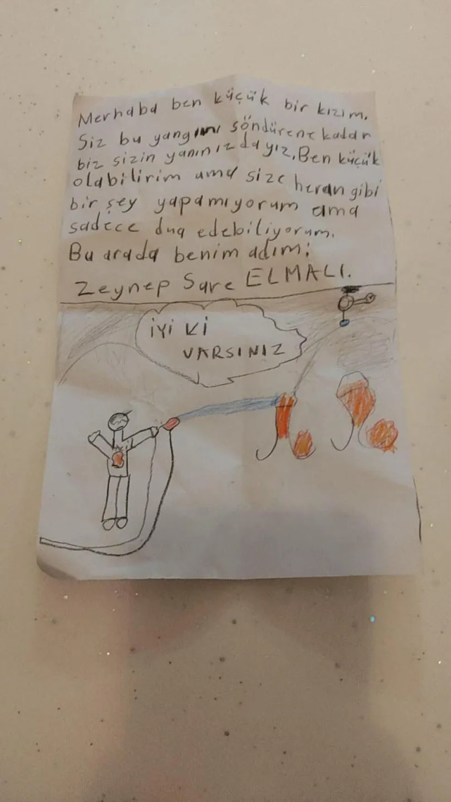 Çaycuma İtfaiyesini duygulandıran mesaj 1